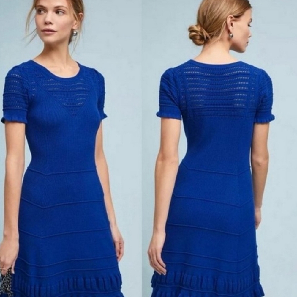 Women Anthropologie Blue knit dress